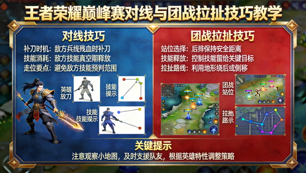 王者荣耀巅峰赛对线与团战拉扯技巧教学图